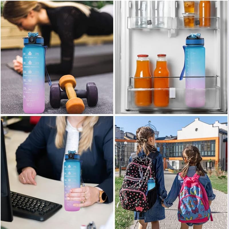 Motivational Water Bottle With Time & Capacity Marker