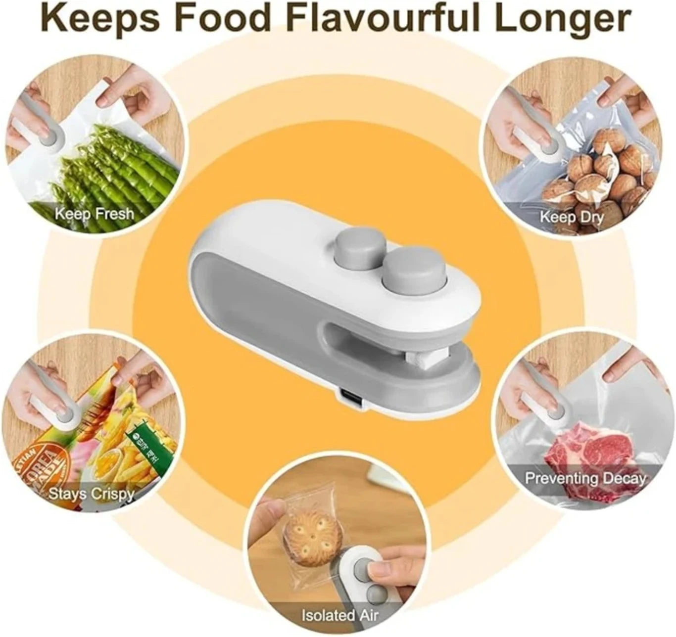 Mini Sealer USB C Rechargeable Sealer 2 In 1 Sealer