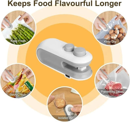 Mini Sealer USB C Rechargeable Sealer 2 In 1 Sealer