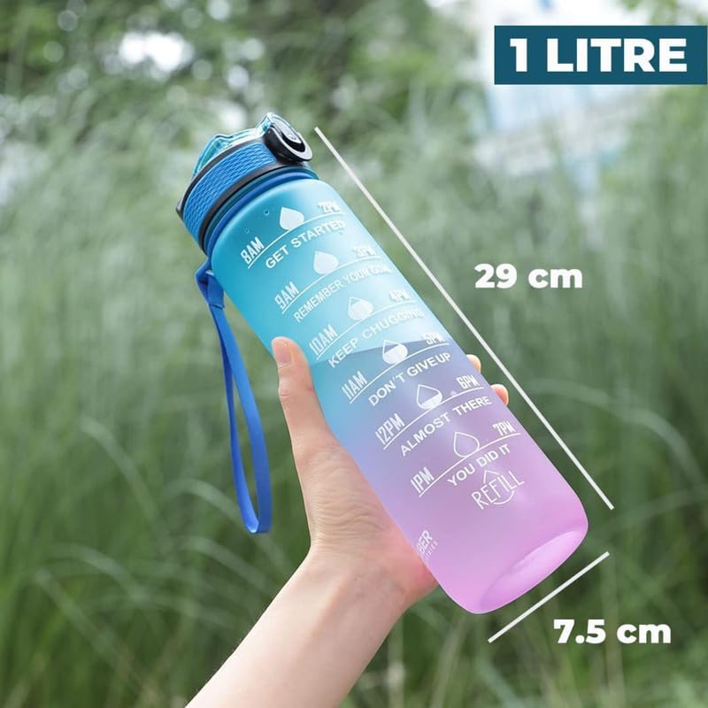 Motivational Water Bottle With Time & Capacity Marker