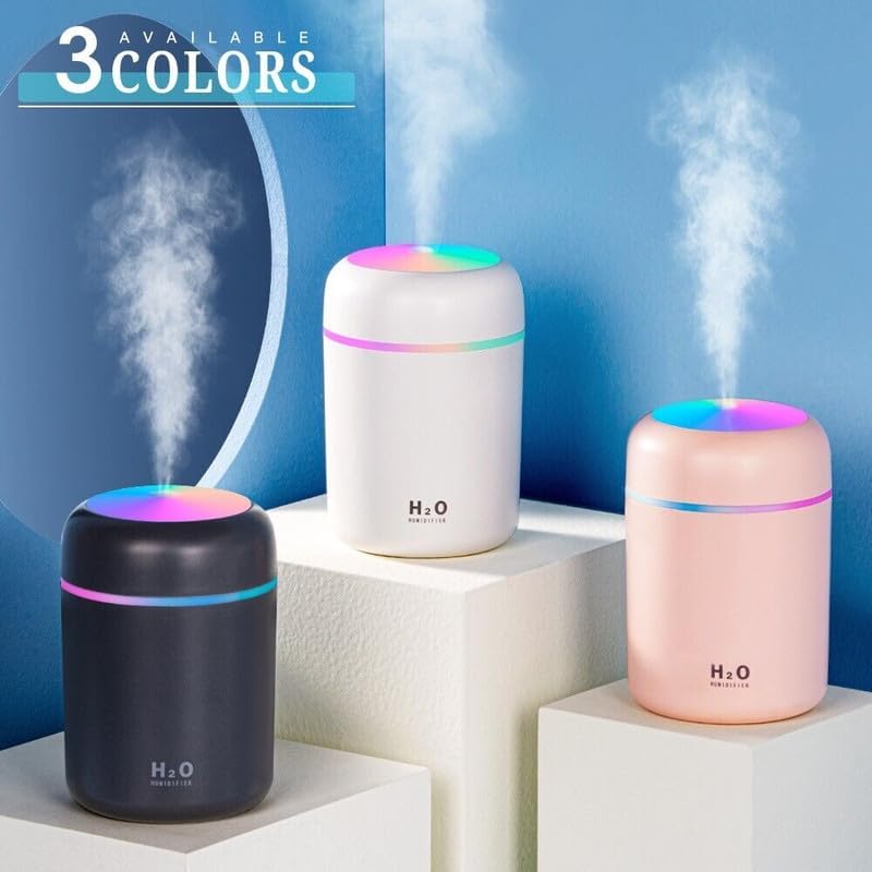 H2O Air Humidifier for Home & Office | Portable Mini Cool Mist Humidifier with LED Night Light