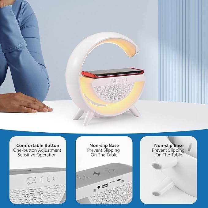 G Speaker Lamp - APP Control 3 in 1 Multi-Function Bluetooth Speaker with Wireless Fast Charging