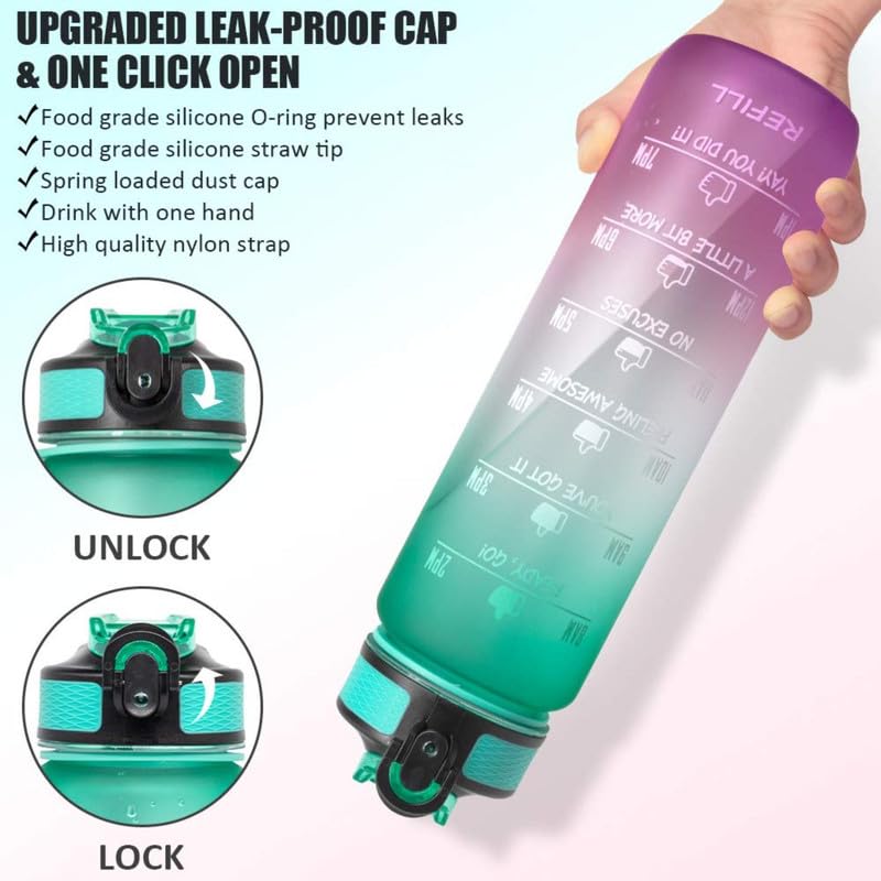 Motivational Water Bottle With Time & Capacity Marker