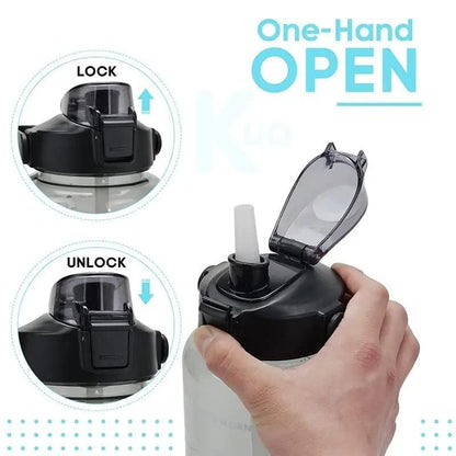 2 L Capacity Belt Straw Transparent Motivational Water Bottle