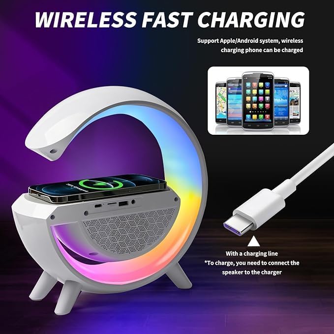 G Speaker Lamp - APP Control 3 in 1 Multi-Function Bluetooth Speaker with Wireless Fast Charging