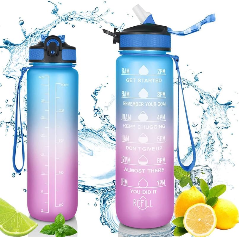 Motivational Water Bottle With Time & Capacity Marker