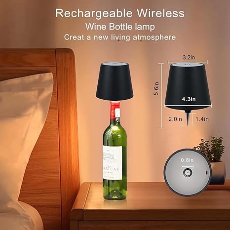 Wireless Bottle Lamp with Rechargeable LED Light