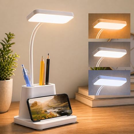 LED Desk Lamp with Pen & Phone Holder
