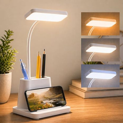 LED Desk Lamp with Pen & Phone Holder