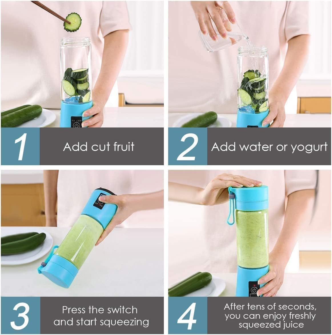 Portable 6-Blade Juicer Blender with Built-In Jar Juice Mixer Bottle