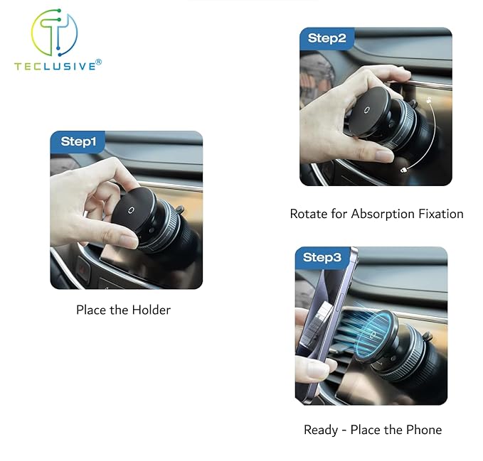 Smart Magnetic Mobile Phone Holder Stand 360 Degree Rotatable with Reusable Super Strong Vacuum Suction for Car