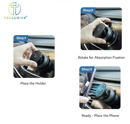 Smart Magnetic Mobile Phone Holder Stand 360 Degree Rotatable with Reusable Super Strong Vacuum Suction for Car