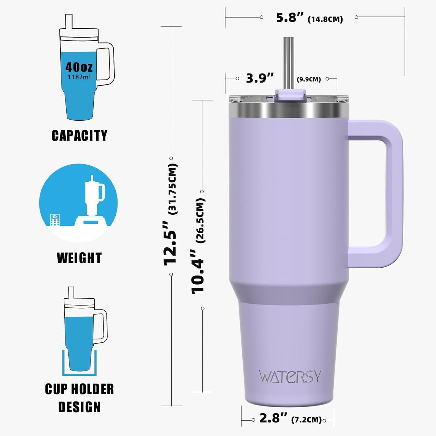 1200ml Insulated Tumbler with Steel Straw