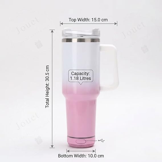 Stainless Steel Travel Mug with Built-in Bluetooth Speaker