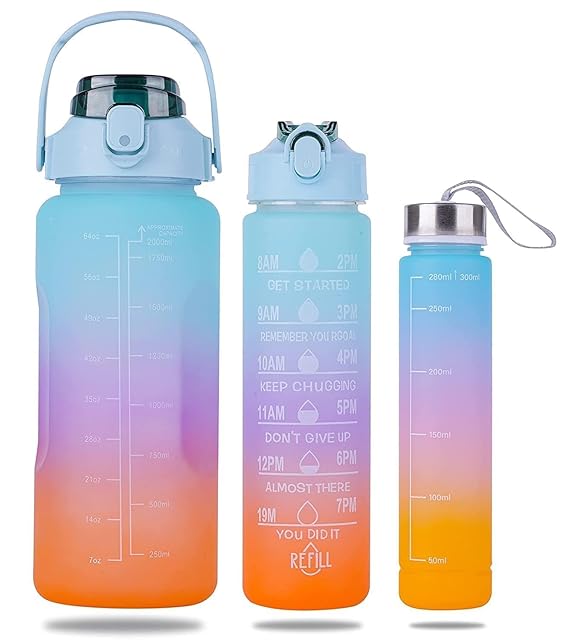 3 Piece Set Motivational Water Bottle