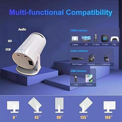 Portable Mini Projector, 4K 1080P Full HD Projector