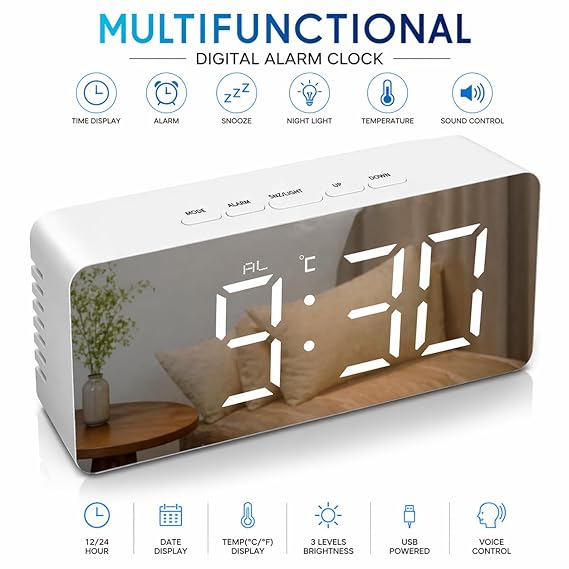 Digital Alarm Clock, LED Display Clock