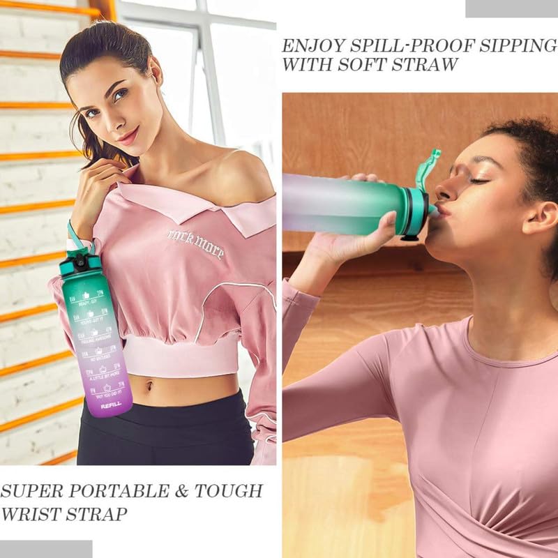 Motivational Water Bottle With Time & Capacity Marker