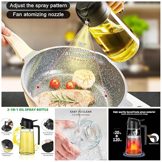 2-in-1  Oil Dispenser and Sprayer Bottle