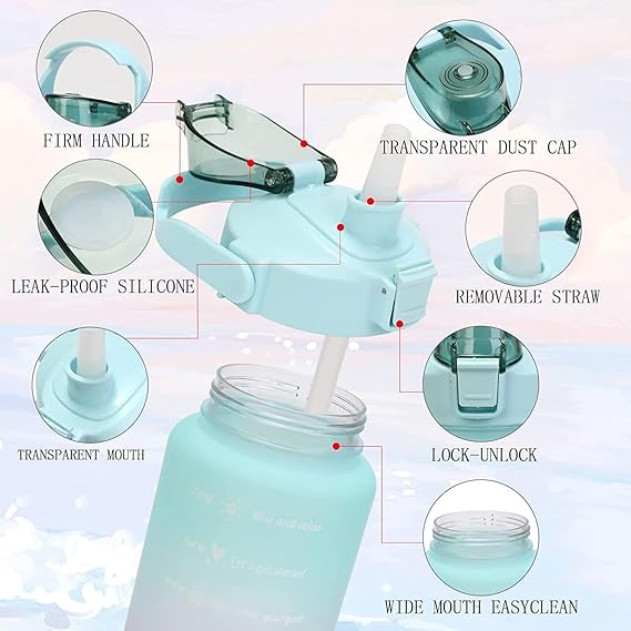 3 Piece Set Motivational Water Bottle