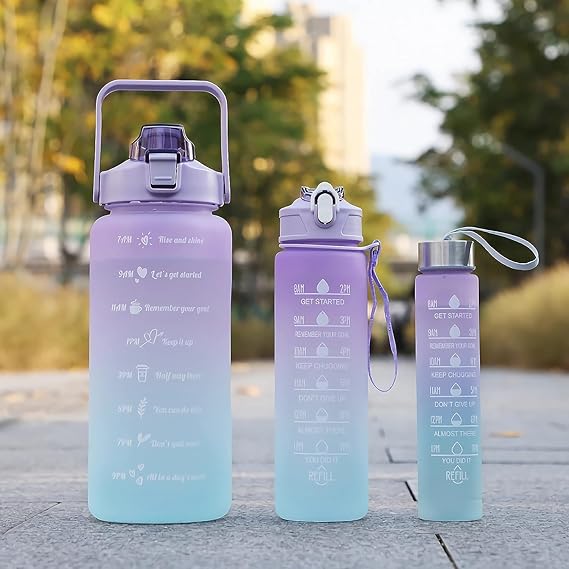 3 Piece Set Motivational Water Bottle
