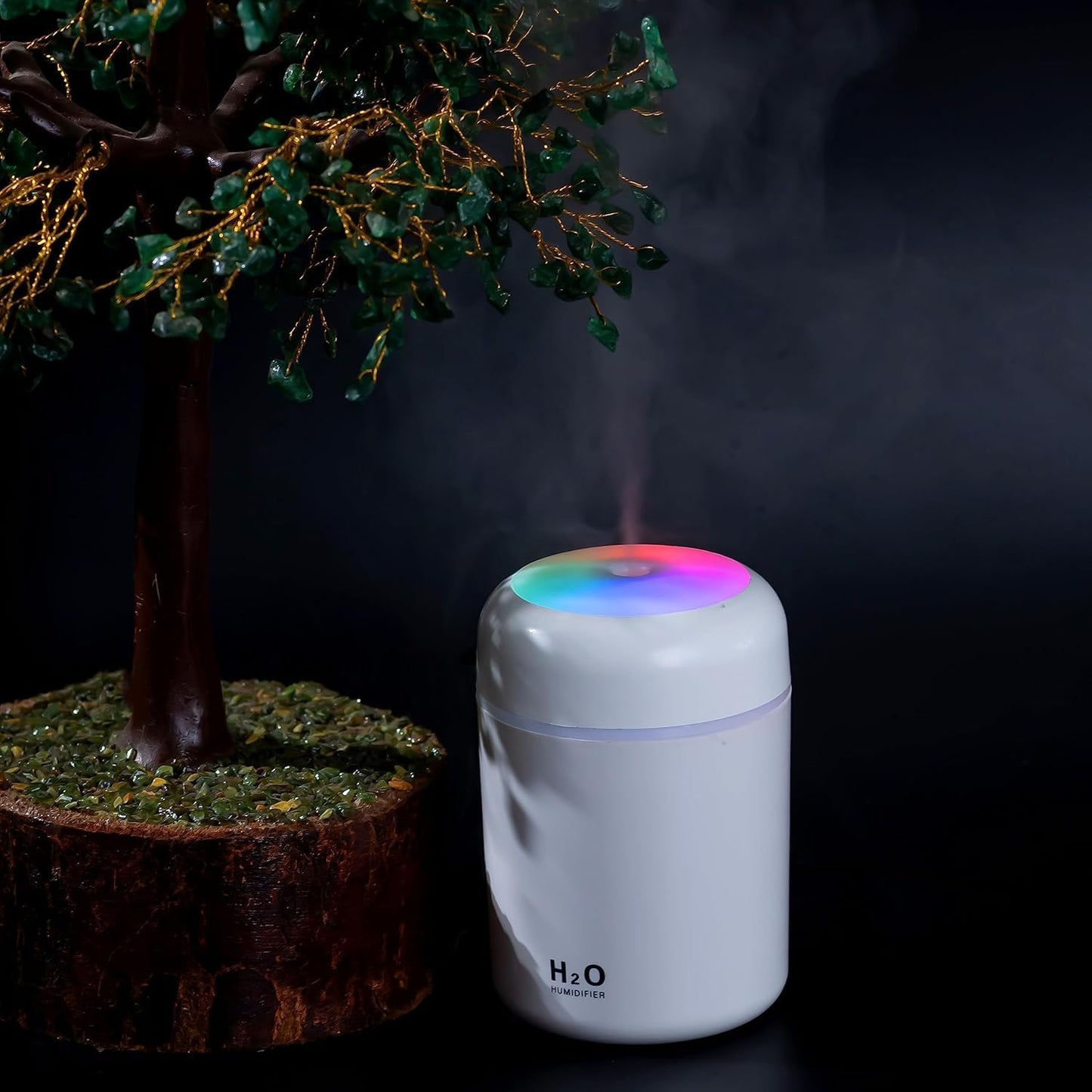 H2O Air Humidifier for Home & Office | Portable Mini Cool Mist Humidifier with LED Night Light