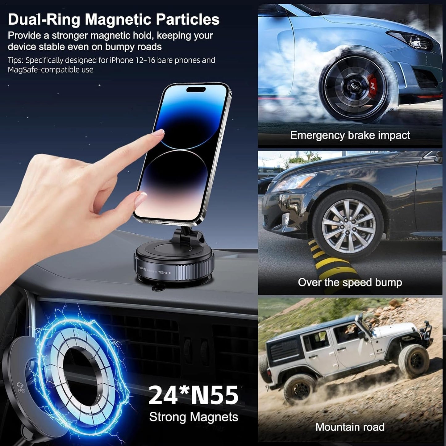 Vacuum Magnetic Car Phone Holder