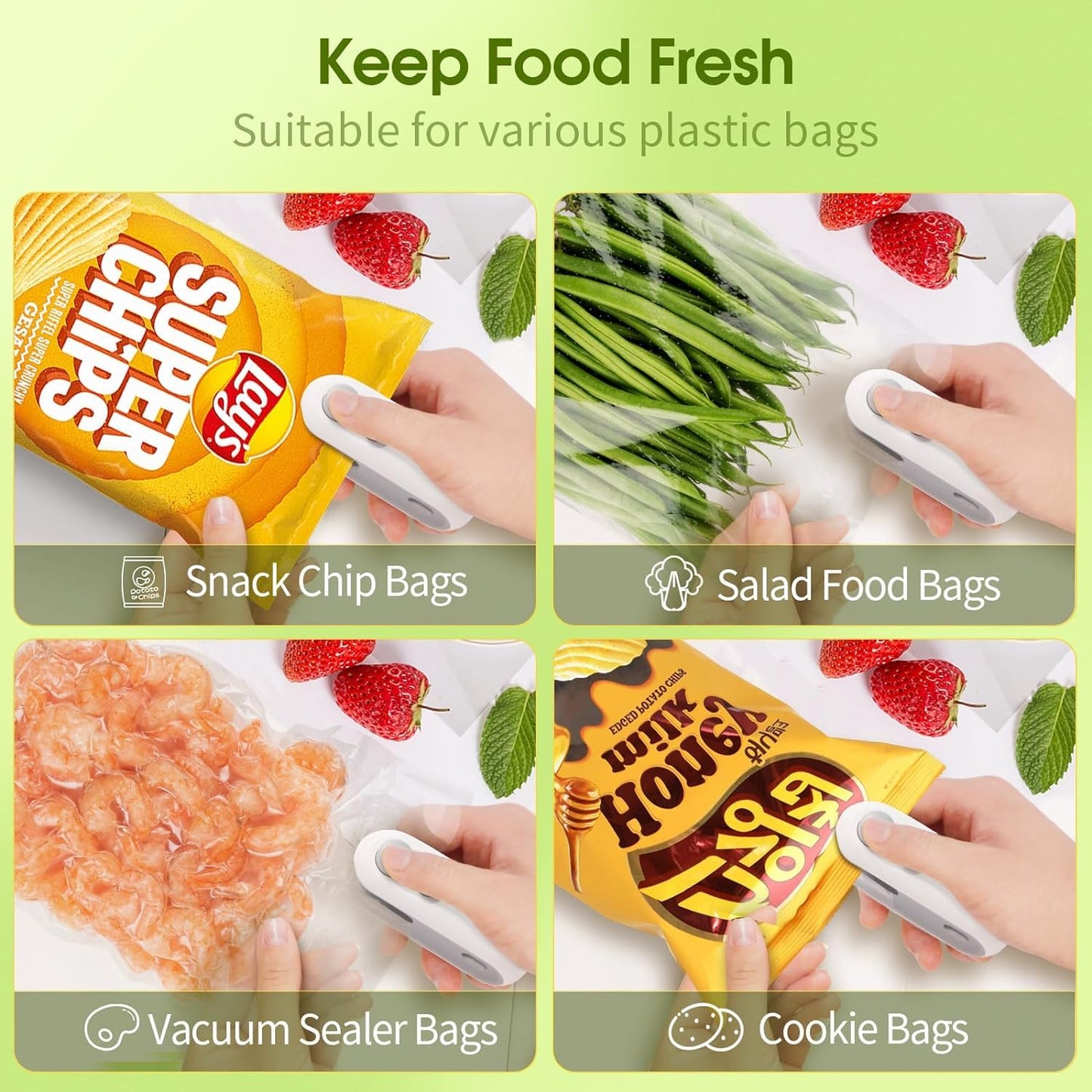 Mini Sealer USB C Rechargeable Sealer 2 In 1 Sealer