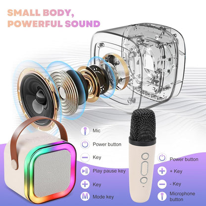 Rechargeable Bluetooth Karaoke Speaker with Wireless Microphone