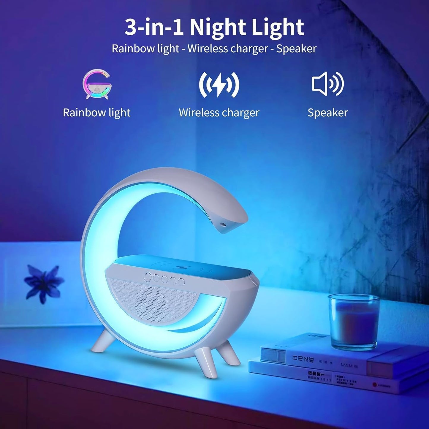 G Speaker Lamp - APP Control 3 in 1 Multi-Function Bluetooth Speaker with Wireless Fast Charging