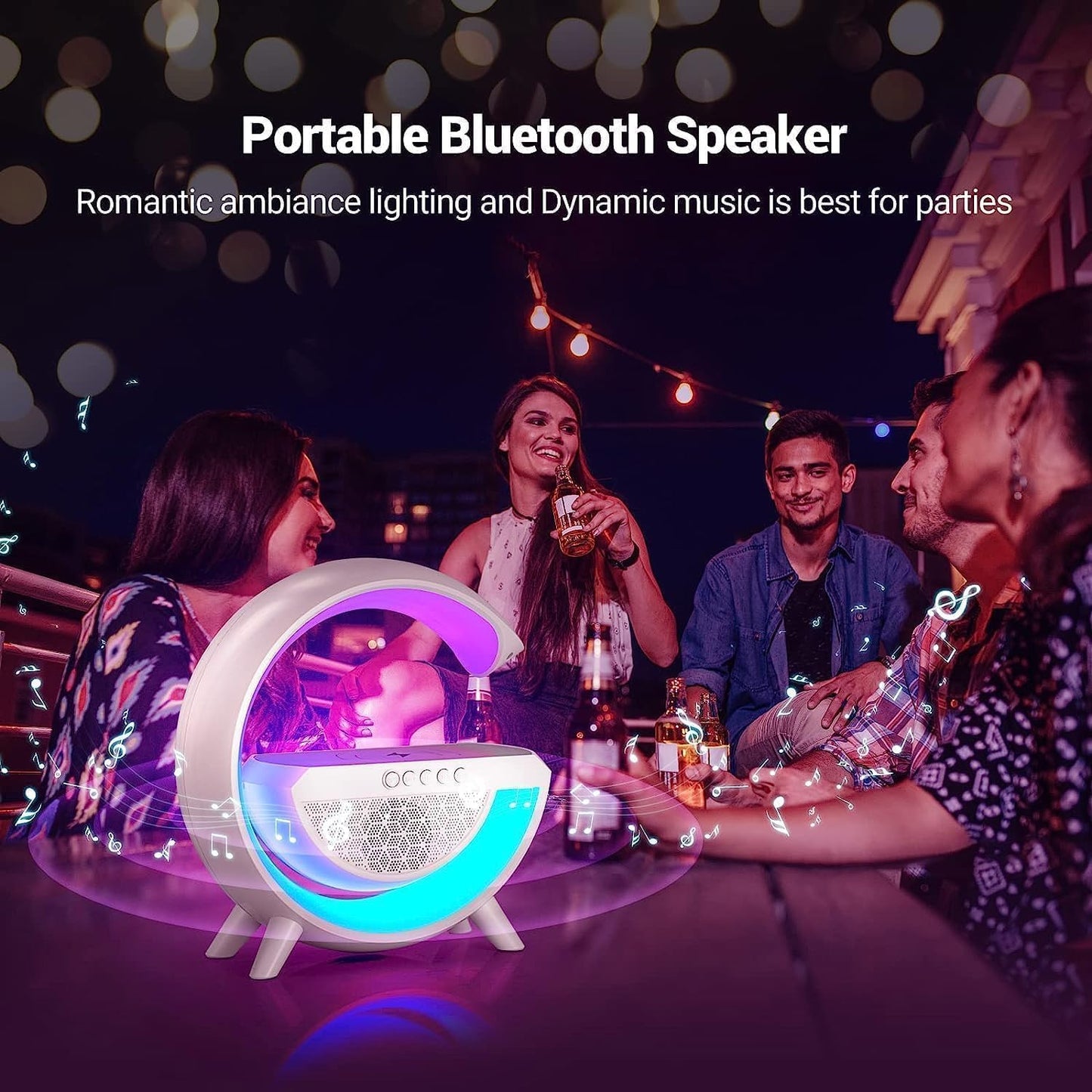 G Speaker Lamp - APP Control 3 in 1 Multi-Function Bluetooth Speaker with Wireless Fast Charging