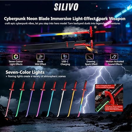 Rechargeable LED Sword with Smoke & Spark Effects
