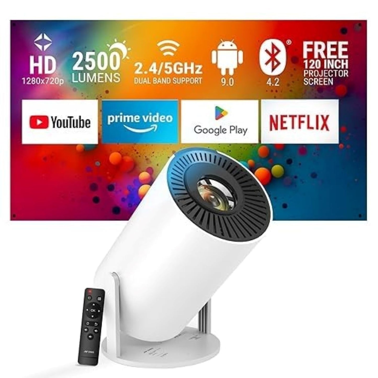 Portable Mini Projector, 4K 1080P Full HD Projector