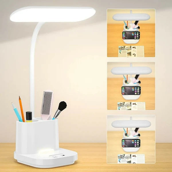 LED Desk Lamp with Pen & Phone Holder